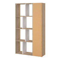 Thumbnail for Maze Bookcase with 1 Door in Jackson Hickory and White High Gloss