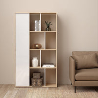 Thumbnail for Maze Bookcase with 1 Door in Jackson Hickory and White High Gloss