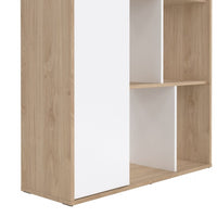 Thumbnail for Maze Bookcase with 1 Door in Jackson Hickory and White High Gloss