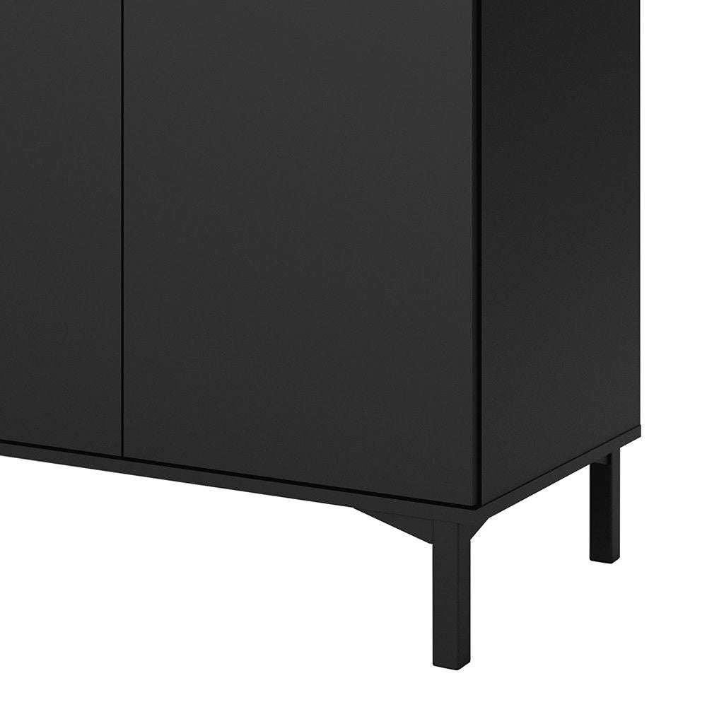 Industrial Wide Walnut Matt Black 3 Door 3 Drawer Sideboard