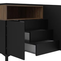 Thumbnail for Industrial Wide Walnut Matt Black 3 Door 3 Drawer Sideboard