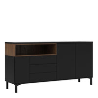 Thumbnail for Industrial Wide Walnut Matt Black 3 Door 3 Drawer Sideboard