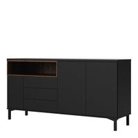 Thumbnail for Industrial Wide Walnut Matt Black 3 Door 3 Drawer Sideboard