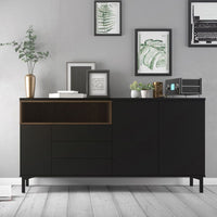 Thumbnail for Industrial Wide Walnut Matt Black 3 Door 3 Drawer Sideboard