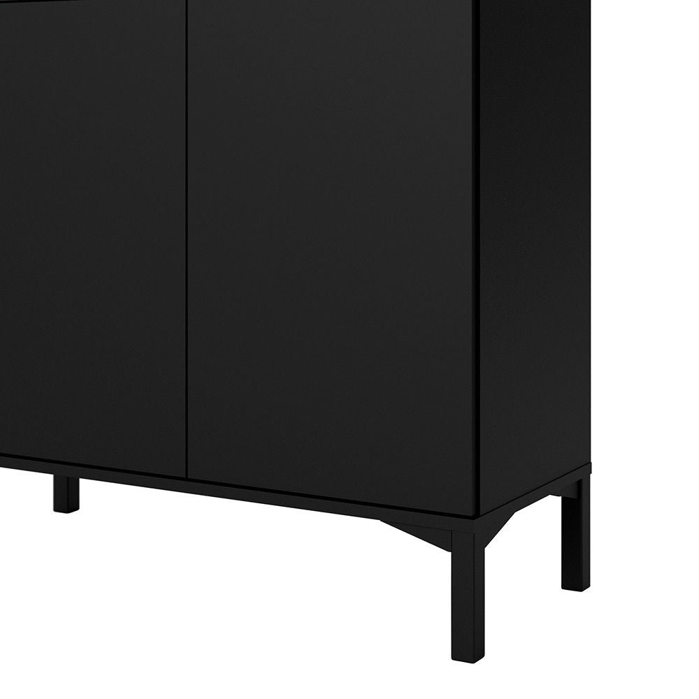 Classic Black And Walnut 2 Door 1 Drawer Sideboard