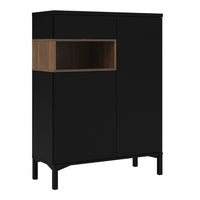 Thumbnail for Classic Black And Walnut 2 Door 1 Drawer Sideboard