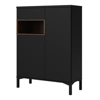 Thumbnail for Classic Black And Walnut 2 Door 1 Drawer Sideboard