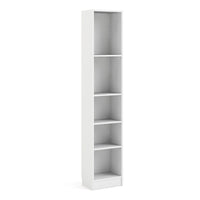 Thumbnail for Basic Tall Narrow Bookcase (4 Shelves) in White