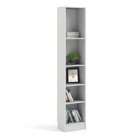 Thumbnail for Basic Tall Narrow Bookcase (4 Shelves) in White