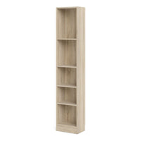 Thumbnail for Basic Tall Narrow Oak Finish 4 Shelf Open Bookcase