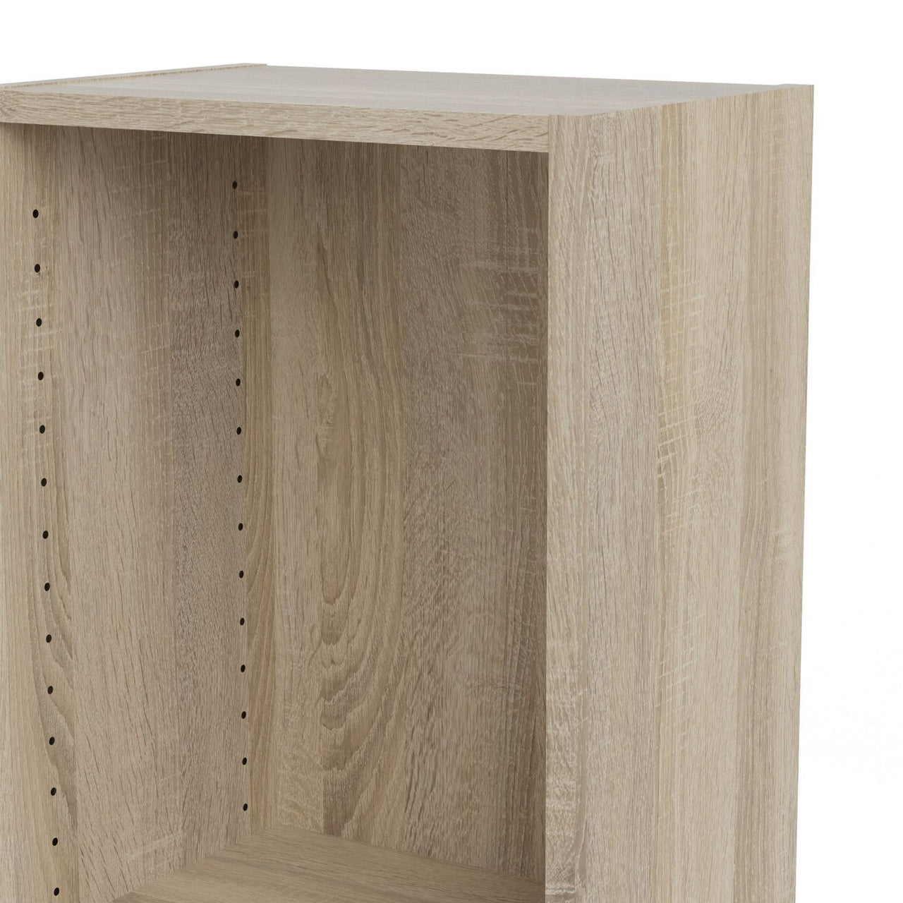 Basic Tall Narrow Oak Finish 4 Shelf Open Bookcase