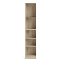 Thumbnail for Basic Tall Narrow Oak Finish 4 Shelf Open Bookcase