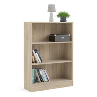 Thumbnail for Basic Low Wide Bookcase (2 Shelves) in Oak