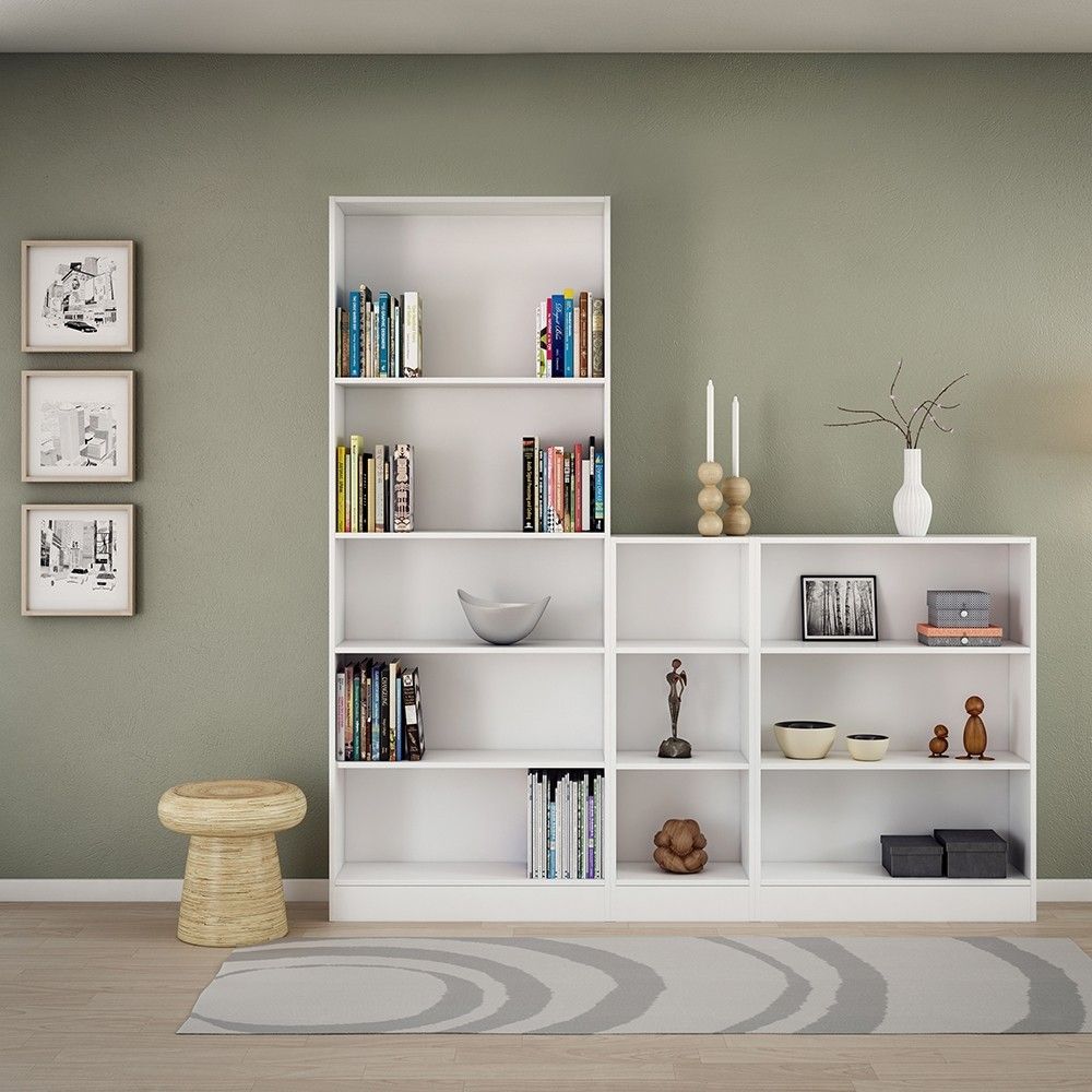 White Tall Wide Open Bookcase