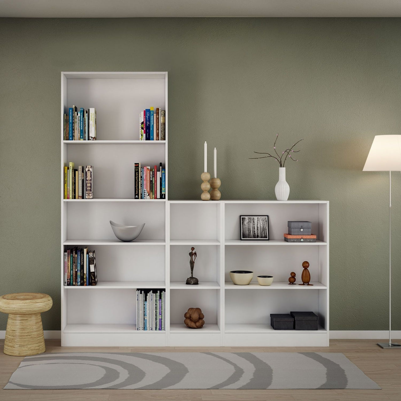 White Tall Wide Open Bookcase