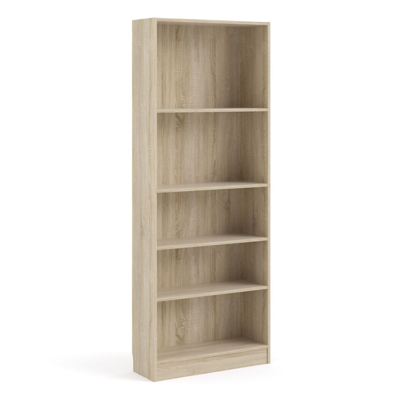 Oak Finish Simple Tall Wide Open Bookcase 4 Shelves