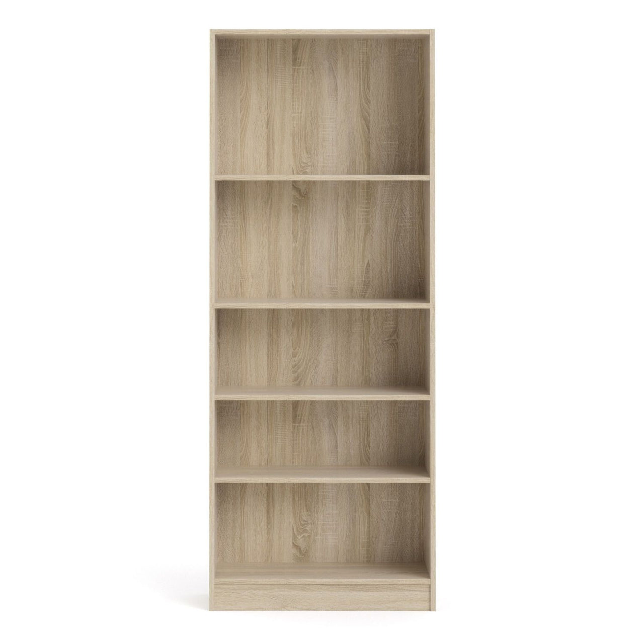 Oak Finish Simple Tall Wide Open Bookcase 4 Shelves