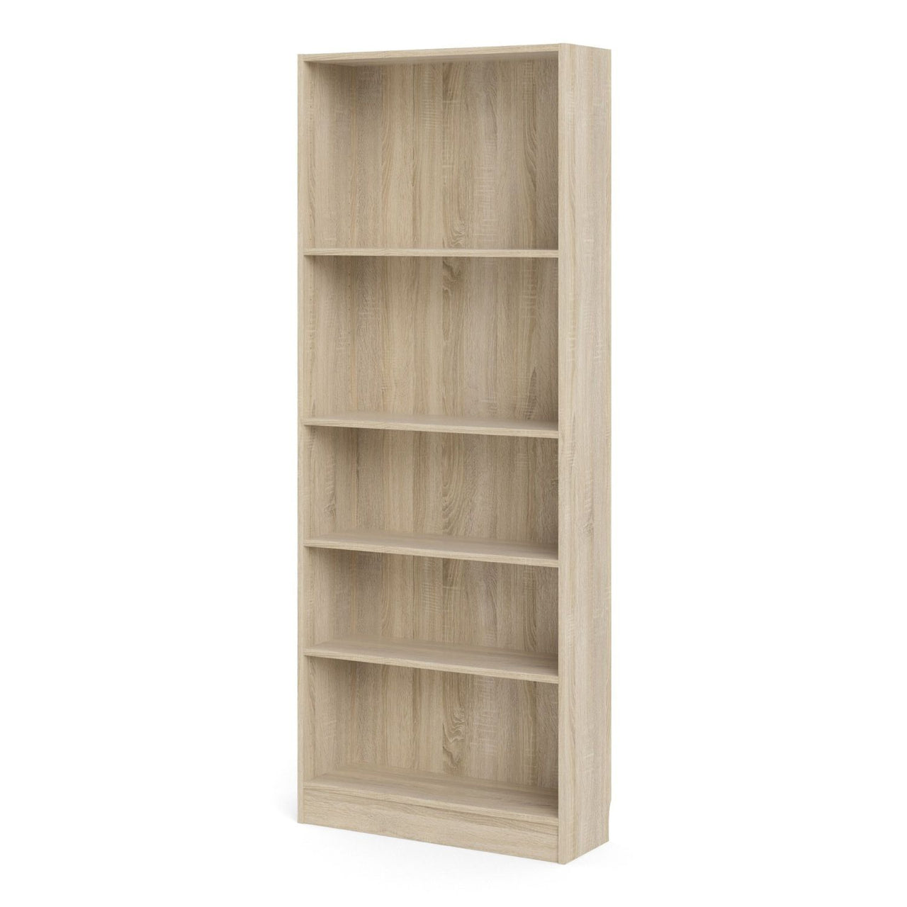 Oak Finish Simple Tall Wide Open Bookcase 4 Shelves