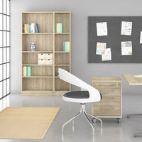 Thumbnail for Oak Finish Simple Tall Wide Open Bookcase 4 Shelves