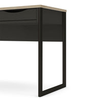 Thumbnail for Function Plus Desk 1 Drawer in Black with Oak Trim