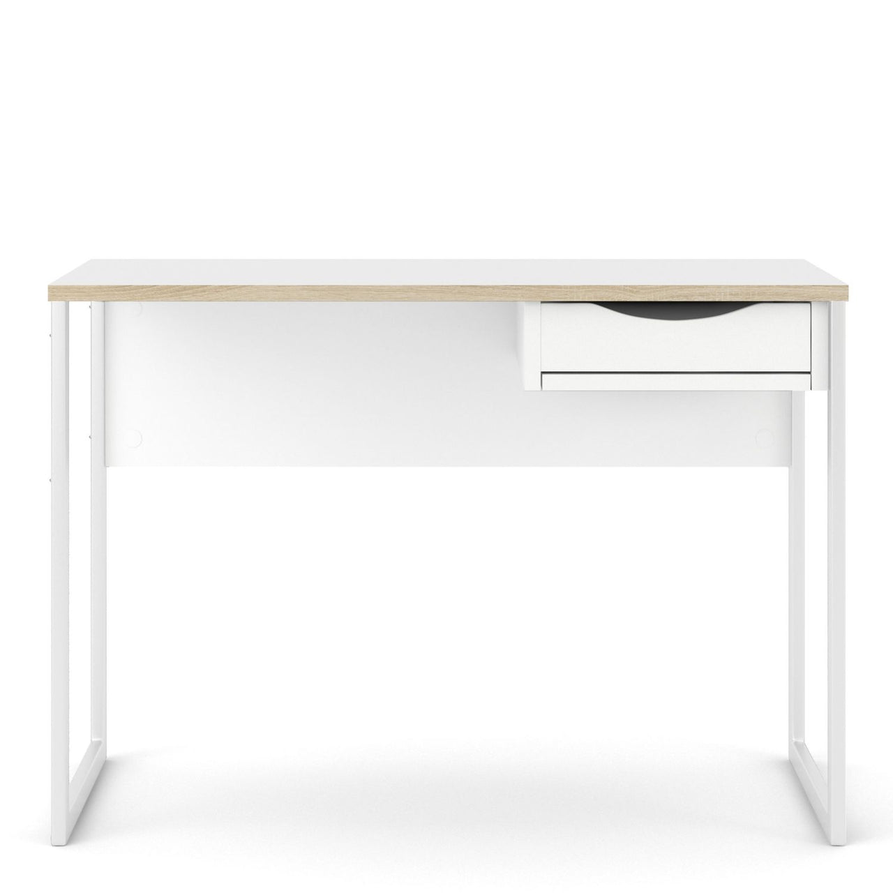 Function Plus Desk 1 Drawer in White with Oak Trim