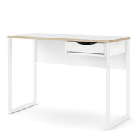 Thumbnail for Function Plus Desk 1 Drawer in White with Oak Trim