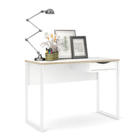 Thumbnail for Function Plus Desk 1 Drawer in White with Oak Trim