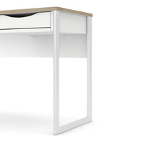 Thumbnail for Function Plus Desk 1 Drawer in White with Oak Trim