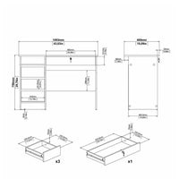 Thumbnail for Function Plus Desk (3+1) handle free Drawer in White