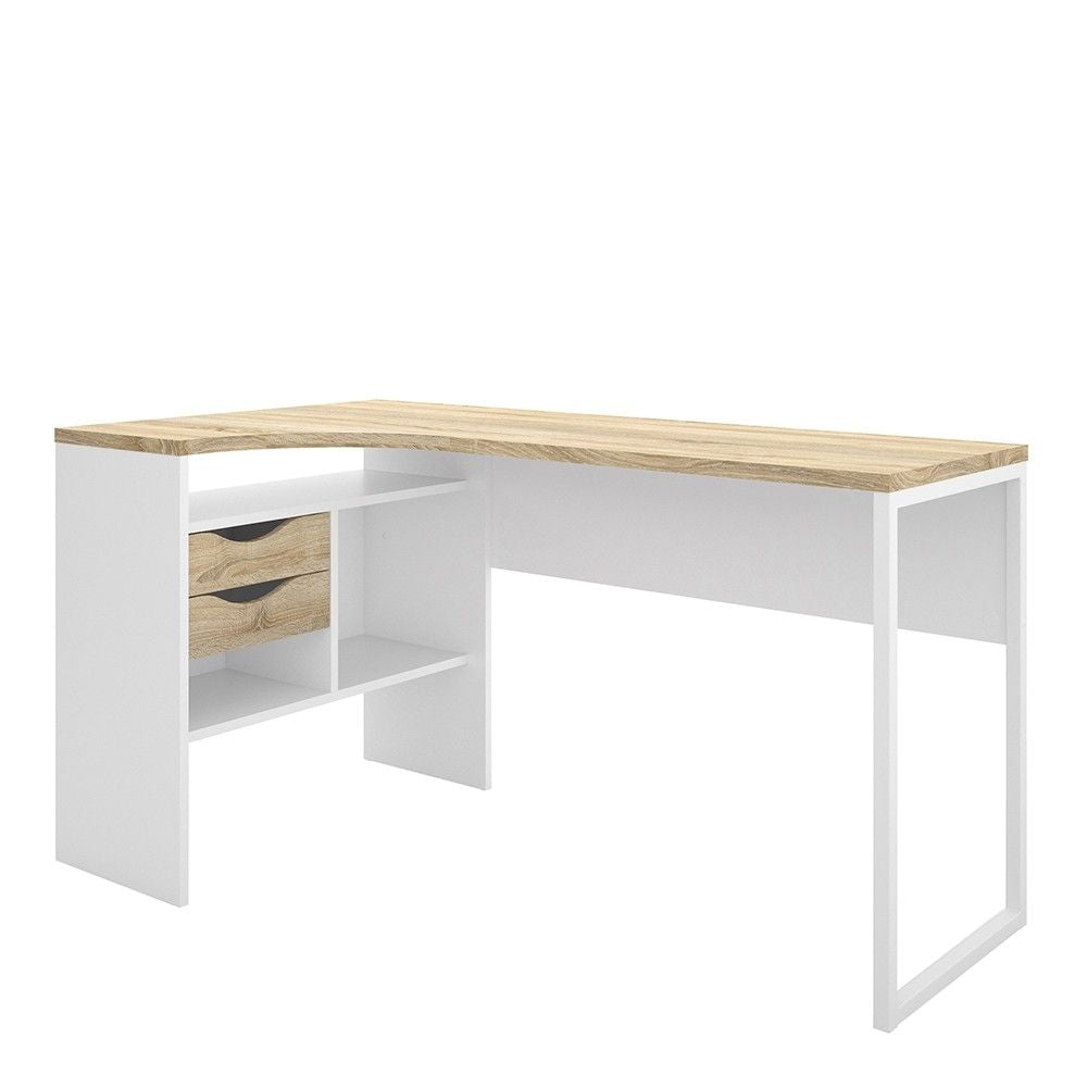 White and Oak 2 Drawer Office Study Desk