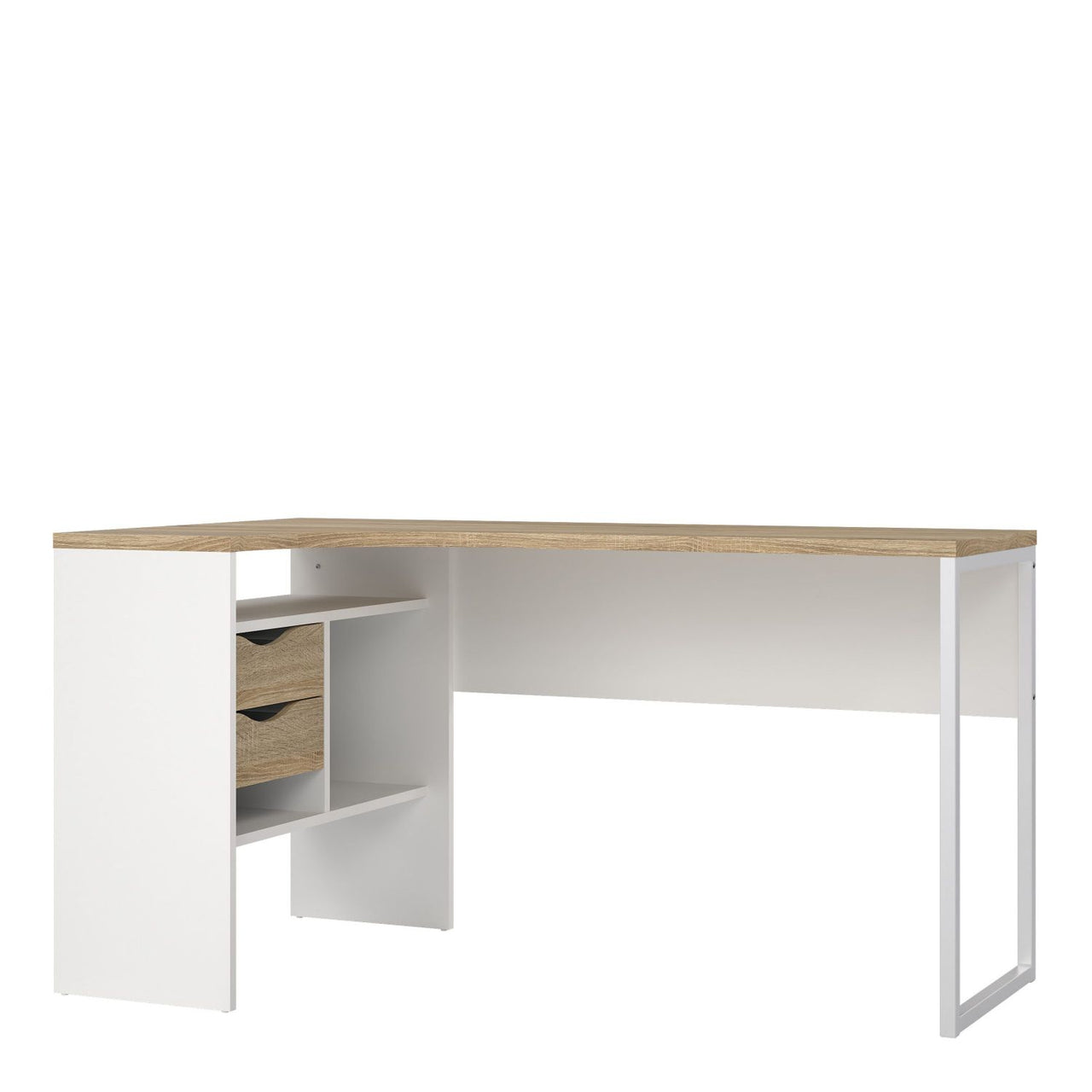 White and Oak 2 Drawer Office Study Desk