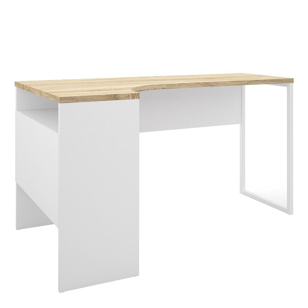 White and Oak 2 Drawer Office Study Desk