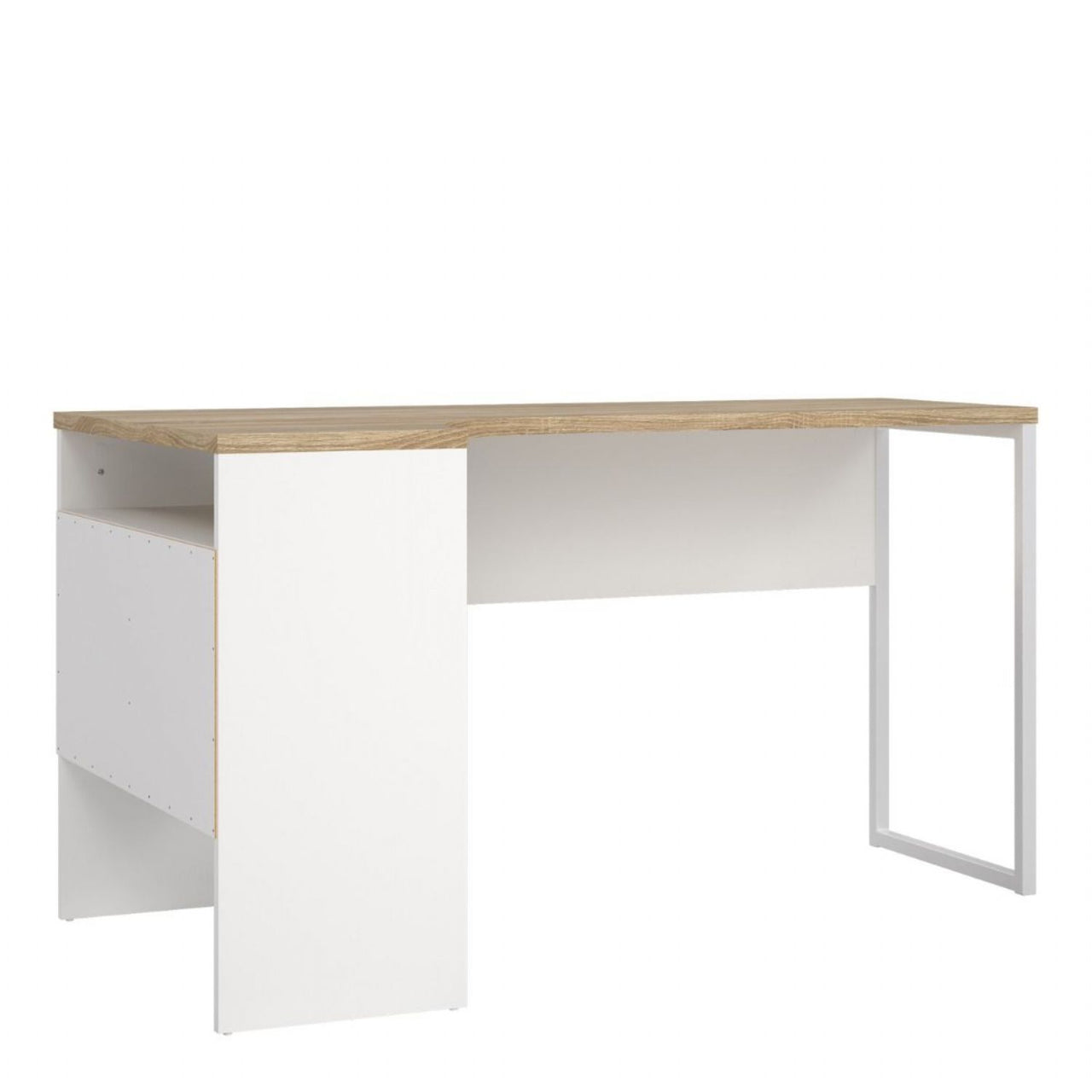 White and Oak 2 Drawer Office Study Desk