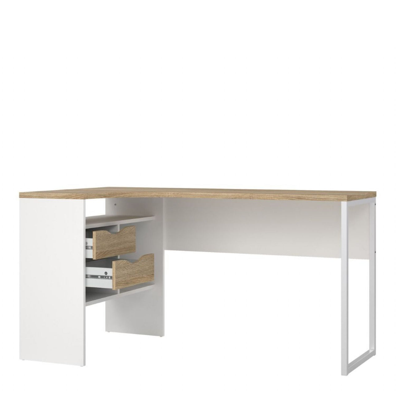 White and Oak 2 Drawer Office Study Desk