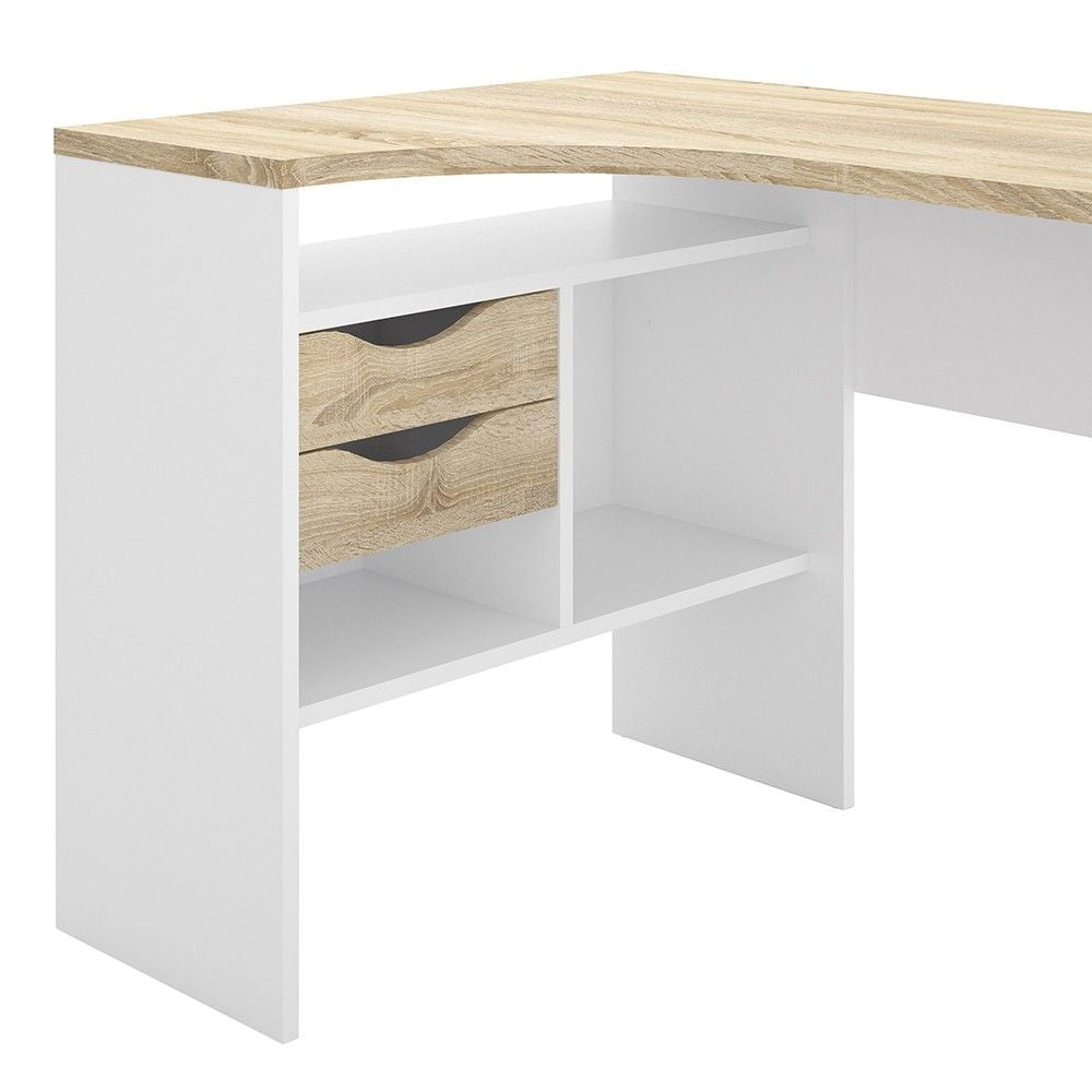 White and Oak 2 Drawer Office Study Desk