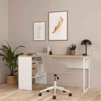 Thumbnail for White and Oak 2 Drawer Office Study Desk