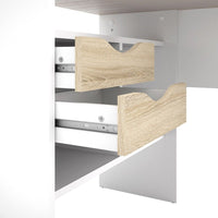 Thumbnail for White and Oak 2 Drawer Office Study Desk