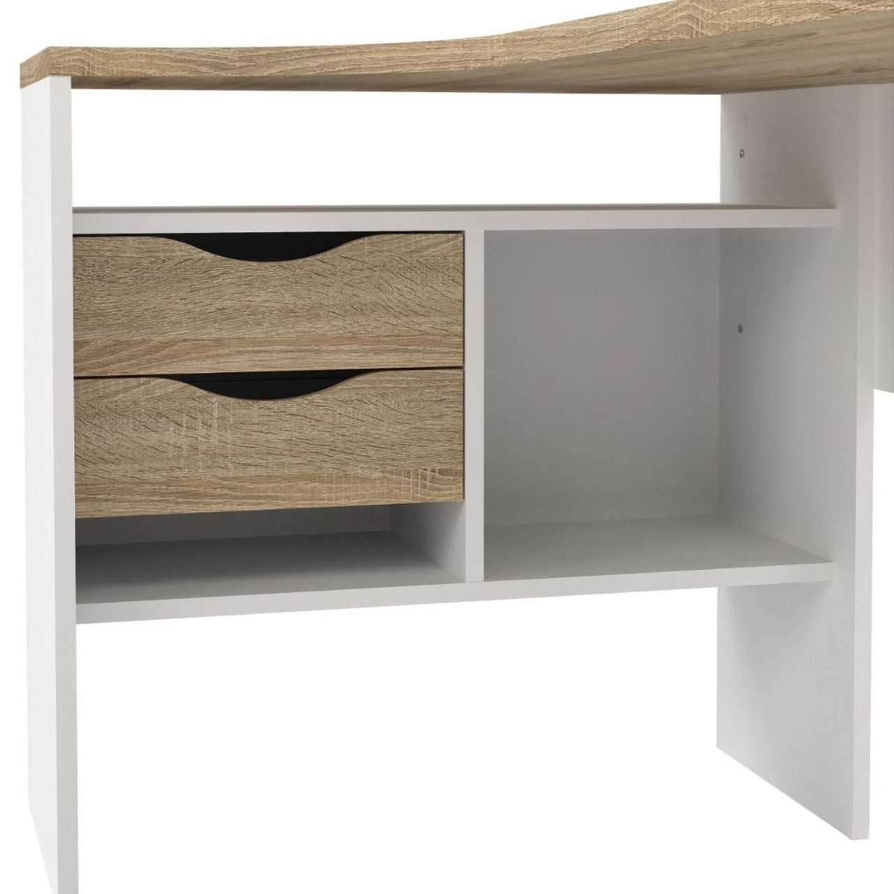 White and Oak 2 Drawer Office Study Desk