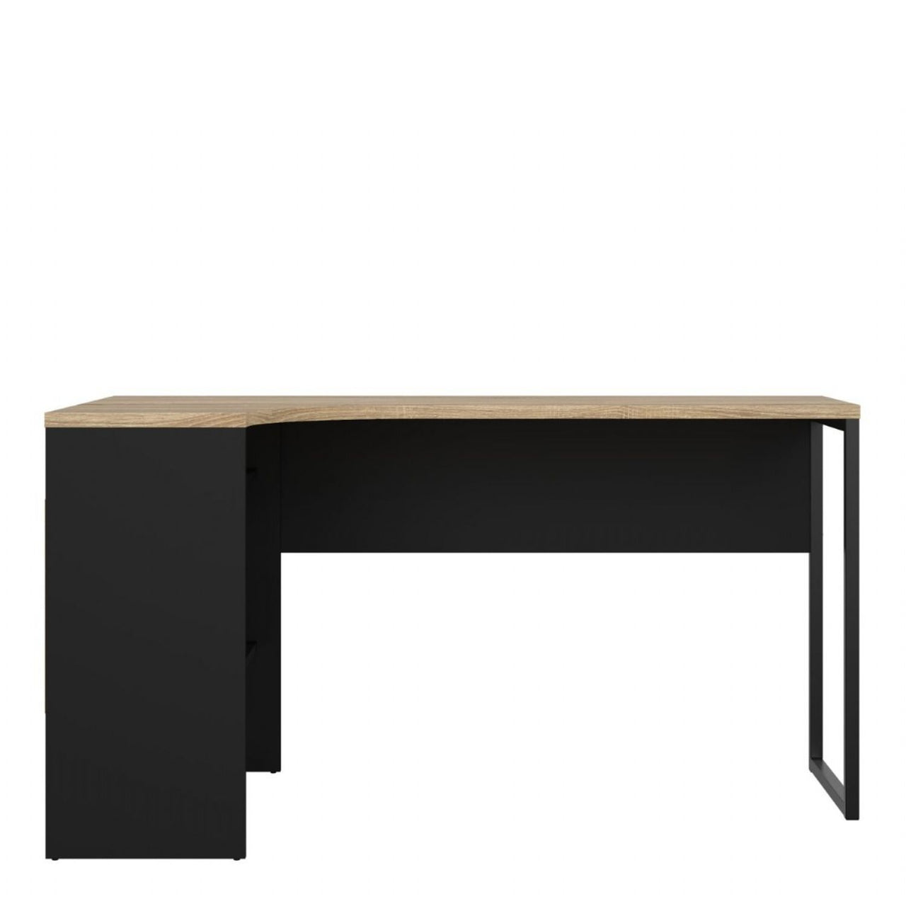 Matt Black and Oak 2 Drawer Office Study Desk