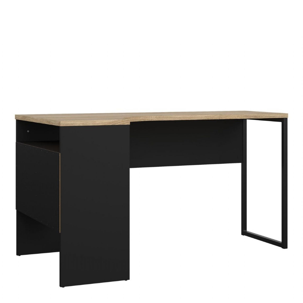 Matt Black and Oak 2 Drawer Office Study Desk