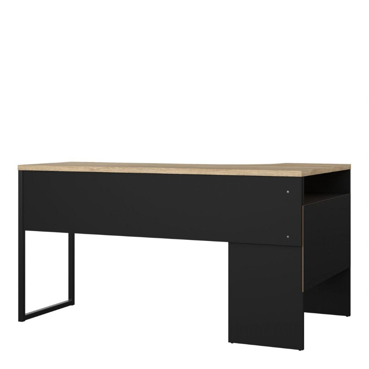 Matt Black and Oak 2 Drawer Office Study Desk