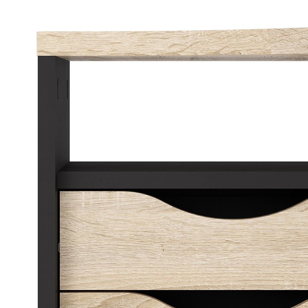 Matt Black and Oak 2 Drawer Office Study Desk