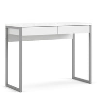 Thumbnail for White Slim 2 Drawer Office Study Desk With Silver Metal Legs