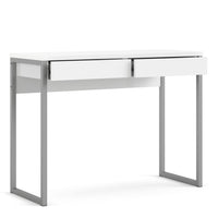 Thumbnail for White Slim 2 Drawer Office Study Desk With Silver Metal Legs