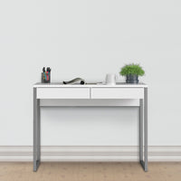 Thumbnail for White Slim 2 Drawer Office Study Desk With Silver Metal Legs