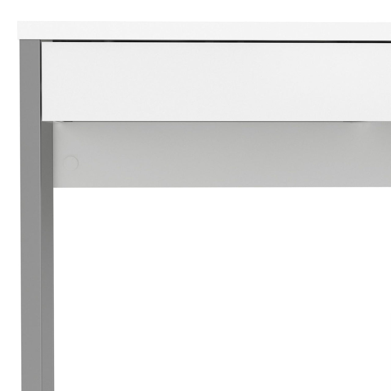 White Slim 2 Drawer Office Study Desk With Silver Metal Legs