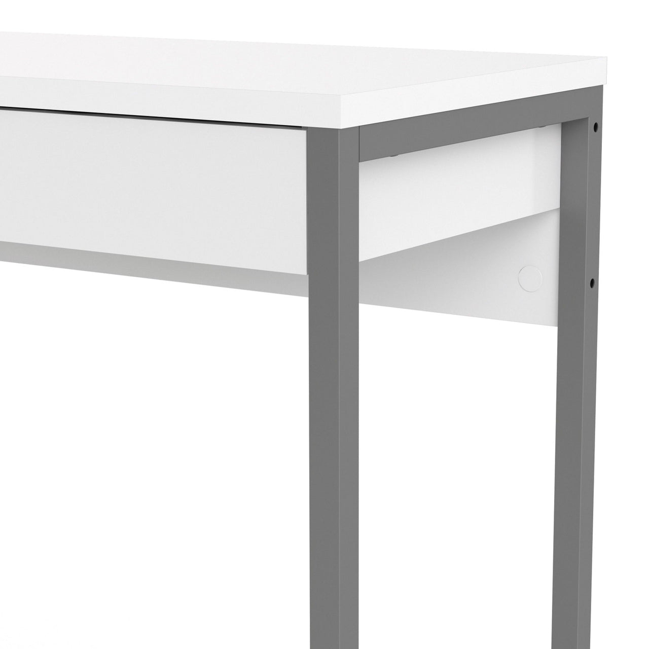 White Slim 2 Drawer Office Study Desk With Silver Metal Legs