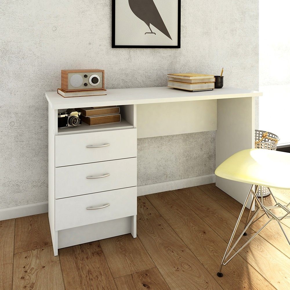 White Pedestal 3 Drawer Office Desk