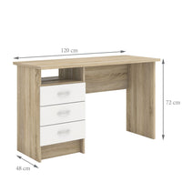 Thumbnail for Function Plus Oak Desk 3 White Drawers