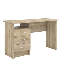 Thumbnail for Traditional Pedestal Oak Finish 3 Drawer Computer Desk With Metal Handles